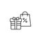 shopping, present, discount line icon. Elements of black friday and sales icon. Premium quality graphic design icon. Can be used