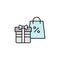 shopping, present, discount line icon. Elements of black friday and sales icon. Premium quality graphic design icon. Can be used