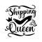 Shopping Queen - funny text, with  high-heeled shoe and crown