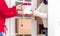 Shopping red heart bag Valentine`s Day hand delivery deliver box door