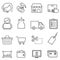 Shopping, retail, and online e-commerce line icon set