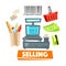Shopping retail selling vector shop items icons