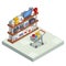 Shopping Room Interior Shelf with Goods Trolley Cart Isometric Shop Business Sell Offer Sale Store Market Icon Flat