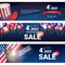 Shopping Sale To United States Independence Day Holiday 4 July Discount Banner Set