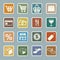 Shopping sticker icons set.