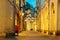 Shopping street with christmas lights in the city center of Maastricht