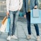 Shopping time couple casual leisure legs bags