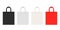 Shopping tote bag mockup with blank copy space. Black, white, beige and red reusable ecobag. Textile package for