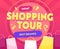 Shopping Tour Banner with Colorful Bags. Stock Market Discount, Shopaholic Touristic Service Billboard. Total Clearance