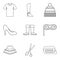 Shopping tour icons set, outline style