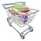 Shopping trolley cart full of books concept