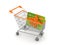 Shopping trolley with credit card.