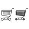 Shopping trolley line and glyph icon. Market truck vector illustration isolated on white. Cart outline style design