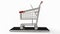 The shopping trolley on mobile for e shopping and shopping online concept 3d rendering