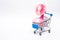 Shopping trolley with a small electric fan, buying household appliances, technology