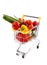 Shopping trolley and vegetables