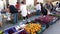 Shopping at a weekly Greek open air fresh fruit and vegetable market, Greece