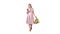 Shopping woman with bags texting message on smartphone while walking on white background.