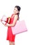 Shopping woman happy take big bag and gift