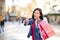 Shopping woman thumbs up on La Rambla, Barcelona