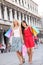 Shopping women walking happy with bags, Venice