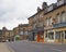 Shops and buildings along wharf street the main road running though the centre of sowerby bridge in west yorkshire