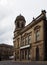 Shops and buildings along wharf street the main road running though the centre of sowerby bridge in west yorkshire