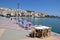 Shops and restaurants at the harbor, Crete, Sitia