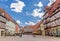 Shops and restaurants at the Marktplatz square in Quedlinburg