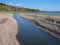 Shore and cannal at Liptovska Mara during autumn