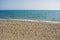 A shore of Mediterranean sea and plenty of seagulls sitting on the sand, Torremolinos