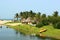 Shore of Paradise Beach, Pondicherry, India. Golden sands,