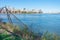 Shoreline of Astoria Queens New York with the East River and the Manhattan and Roosevelt Island Skyline in the background