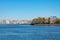 Shoreline of Astoria Queens New York with the East River and the Shore of Manhattan