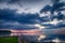 Shoreline and Cloud-Filled Sky in Ephraim, WI at Sunset