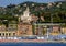 Shoreline of Santa Margherita Ligure from a tour boat on the Ligurian Sea in Italy