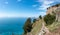 Shoreline of the scenic Amalfi coast from the path of the Gods, Southern Italy