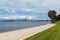 Shoreline of Swan River in Perth, Western Australia. Perth city