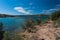 Shoreline vista of Bill Evans Lake in New Mexico.