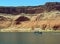 Shorelne with sandstone cliffs on Lake Powell of Lake Powell.
