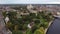 A short aerial video clip flying from the river towards York Minster in the historic city of York in the UK