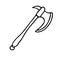 Short battle axe in doodle style isolated