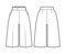 Short Bermuda dress pants technical fashion illustration with knee length, single pleat, normal waist, slashed pocket