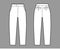 Short capri pants technical fashion illustration with mid-calf length, normal waist, high rise, slashed, flap pocket.