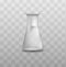 Short glass beaker flask with triangle shape and empty inside