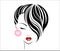 Short hair style icon, logo women face