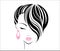 Short hair style icon, logo women face