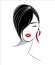 Short hair style icon, logo women face