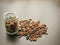 Short leg bean seeds Phaseolus vulgaris in a glass jar