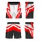 Short Pants Design Template with Red Thunder Style. tshirt for esport, football, bikers, soccer